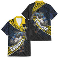 North Queensland Cowboys Rugby Family Matching Off The Shoulder Long Sleeve Dress and Hawaiian Shirt Tribal Polynesian Power Art - Lightning Mascot