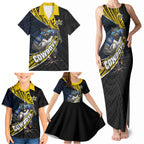 North Queensland Cowboys Rugby Family Matching Tank Maxi Dress and Hawaiian Shirt Tribal Polynesian Power Art - Lightning Mascot
