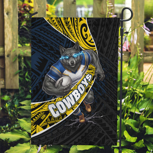 North Queensland Cowboys Rugby Garden Flag Tribal Polynesian Power Art - Lightning Mascot