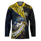 North Queensland Cowboys Rugby Hockey Jersey Tribal Polynesian Power Art - Lightning Mascot
