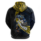 North Queensland Cowboys Rugby Hoodie Tribal Polynesian Power Art - Lightning Mascot