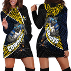 North Queensland Cowboys Rugby Hoodie Dress Tribal Polynesian Power Art - Lightning Mascot