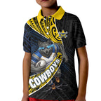 North Queensland Cowboys Rugby Kid Polo Shirt Tribal Polynesian Power Art - Lightning Mascot