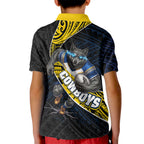 North Queensland Cowboys Rugby Kid Polo Shirt Tribal Polynesian Power Art - Lightning Mascot