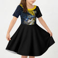 North Queensland Cowboys Rugby Kid Short Sleeve Dress Tribal Polynesian Power Art - Lightning Mascot