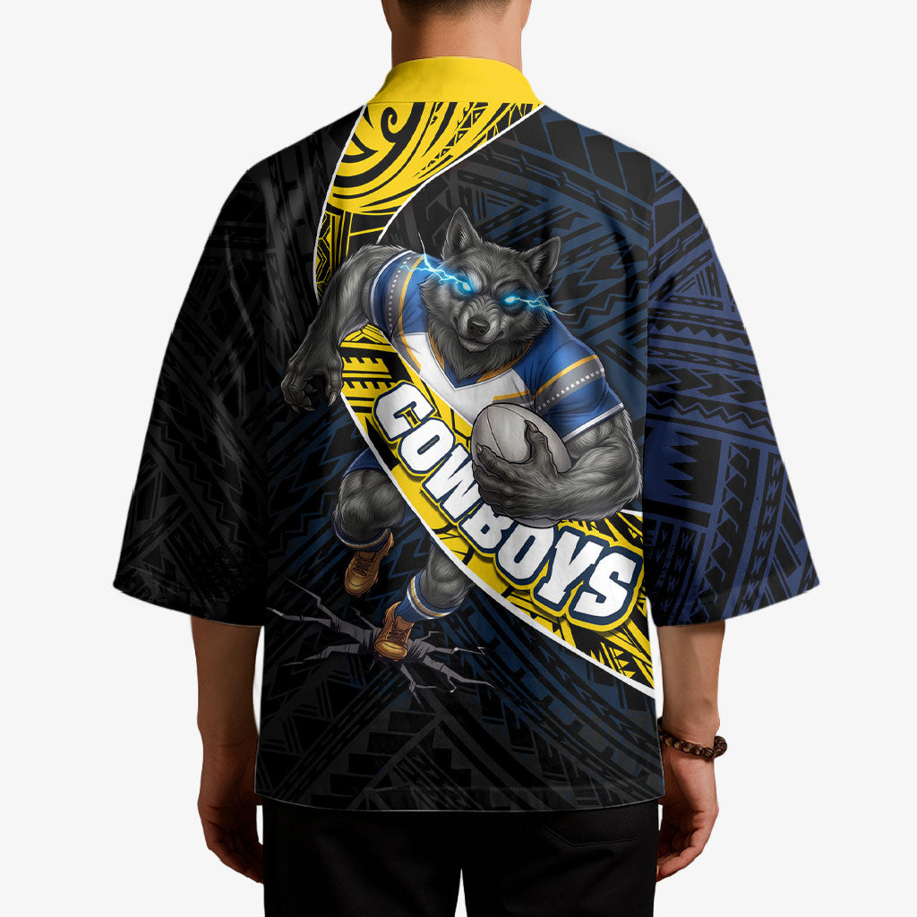 North Queensland Cowboys Rugby Kimono Tribal Polynesian Power Art - Lightning Mascot