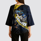 North Queensland Cowboys Rugby Kimono Sleeve Blouse Tribal Polynesian Power Art - Lightning Mascot