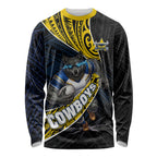 North Queensland Cowboys Rugby Long Sleeve Shirt Tribal Polynesian Power Art - Lightning Mascot