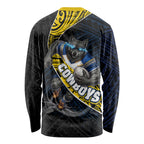 North Queensland Cowboys Rugby Long Sleeve Shirt Tribal Polynesian Power Art - Lightning Mascot