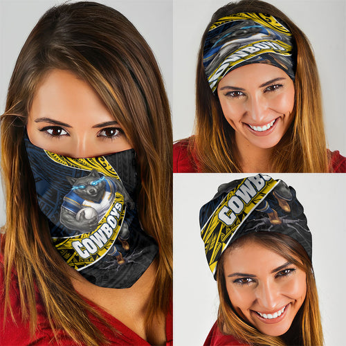 North Queensland Cowboys Rugby Neck Gaiter Tribal Polynesian Power Art - Lightning Mascot