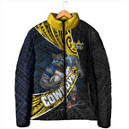 North Queensland Cowboys Rugby Padded Jacket Tribal Polynesian Power Art - Lightning Mascot
