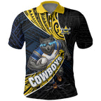 North Queensland Cowboys Rugby Polo Shirt Tribal Polynesian Power Art - Lightning Mascot