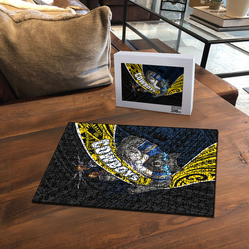 North Queensland Cowboys Rugby Puzzle Tribal Polynesian Power Art - Lightning Mascot