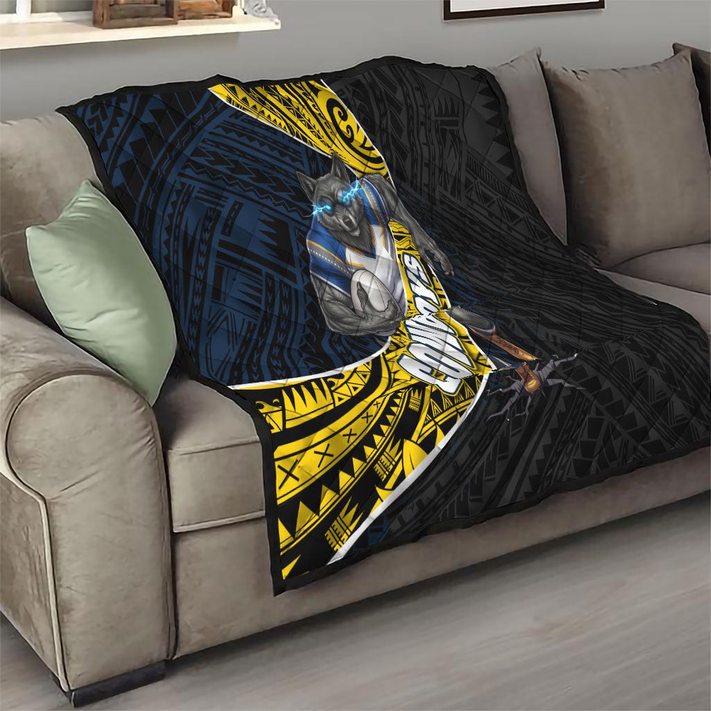 North Queensland Cowboys Rugby Quilt Tribal Polynesian Power Art - Lightning Mascot