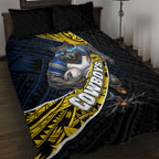 North Queensland Cowboys Rugby Quilt Bed Set Tribal Polynesian Power Art - Lightning Mascot