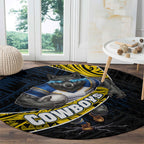 North Queensland Cowboys Rugby Round Carpet Tribal Polynesian Power Art - Lightning Mascot