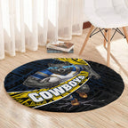 North Queensland Cowboys Rugby Round Carpet Tribal Polynesian Power Art - Lightning Mascot