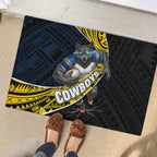 North Queensland Cowboys Rugby Rubber Doormat Tribal Polynesian Power Art - Lightning Mascot