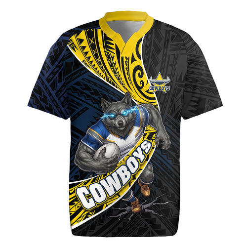 North Queensland Cowboys Rugby Rugby Jersey Tribal Polynesian Power Art - Lightning Mascot