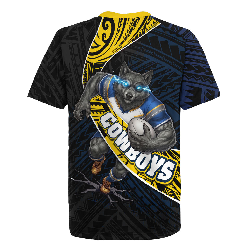 North Queensland Cowboys Rugby Rugby Jersey Tribal Polynesian Power Art - Lightning Mascot