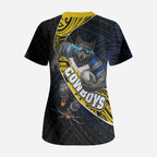 North Queensland Cowboys Rugby Scrub Top Tribal Polynesian Power Art - Lightning Mascot