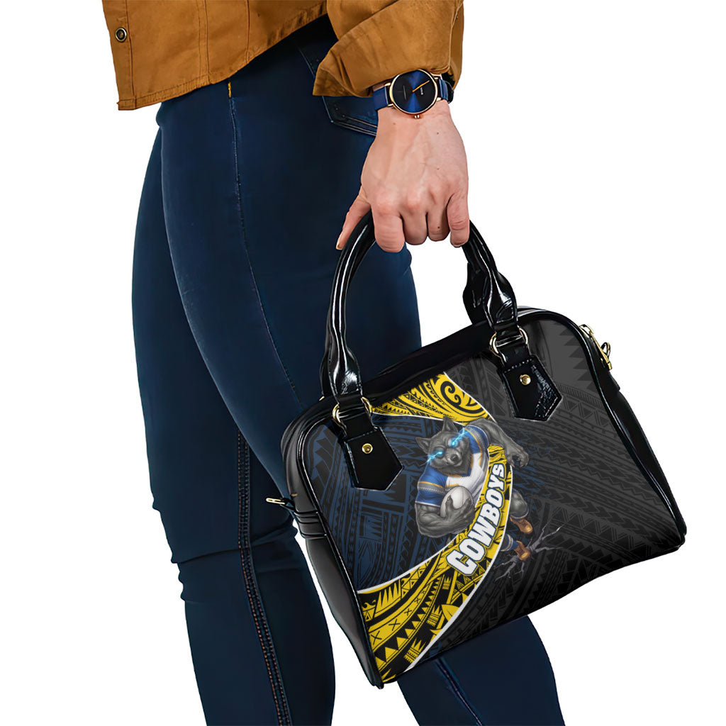 North Queensland Cowboys Rugby Shoulder Handbag Tribal Polynesian Power Art - Lightning Mascot