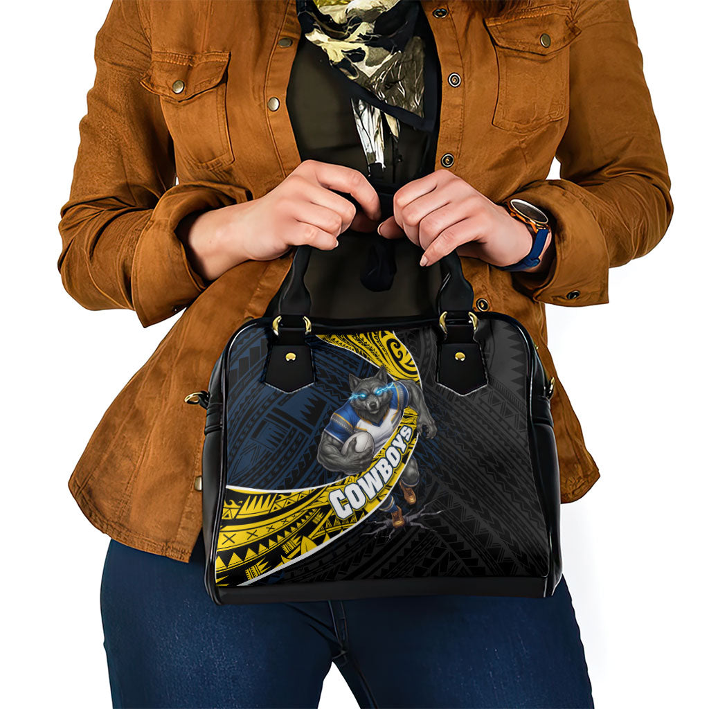 North Queensland Cowboys Rugby Shoulder Handbag Tribal Polynesian Power Art - Lightning Mascot