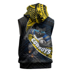 North Queensland Cowboys Rugby Sleeveless Hoodie Tribal Polynesian Power Art - Lightning Mascot