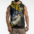 North Queensland Cowboys Rugby Sleeveless Hoodie Tribal Polynesian Power Art - Lightning Mascot
