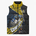 North Queensland Cowboys Rugby Sleeveless Puffer Jacket Tribal Polynesian Power Art - Lightning Mascot