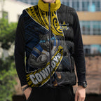 North Queensland Cowboys Rugby Sleeveless Puffer Jacket Tribal Polynesian Power Art - Lightning Mascot