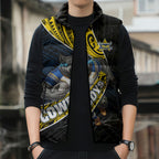 North Queensland Cowboys Rugby Sleeveless Puffer Jacket Tribal Polynesian Power Art - Lightning Mascot