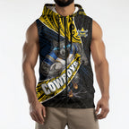 North Queensland Cowboys Rugby Sleeveless Zip Hoodie Tribal Polynesian Power Art - Lightning Mascot