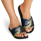 North Queensland Cowboys Rugby Slide Sandals Tribal Polynesian Power Art - Lightning Mascot