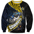 North Queensland Cowboys Rugby Sweatshirt Tribal Polynesian Power Art - Lightning Mascot