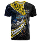 North Queensland Cowboys Rugby T Shirt Tribal Polynesian Power Art - Lightning Mascot