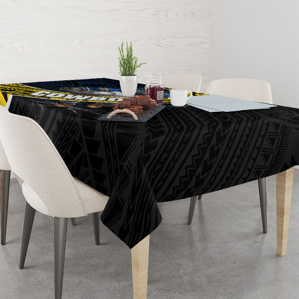 North Queensland Cowboys Rugby Tablecloth Tribal Polynesian Power Art - Lightning Mascot