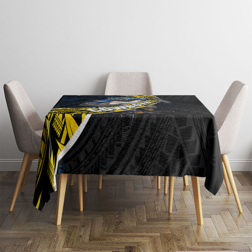 North Queensland Cowboys Rugby Tablecloth Tribal Polynesian Power Art - Lightning Mascot