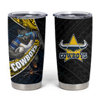 North Queensland Cowboys Rugby Tumbler Cup Tribal Polynesian Power Art - Lightning Mascot