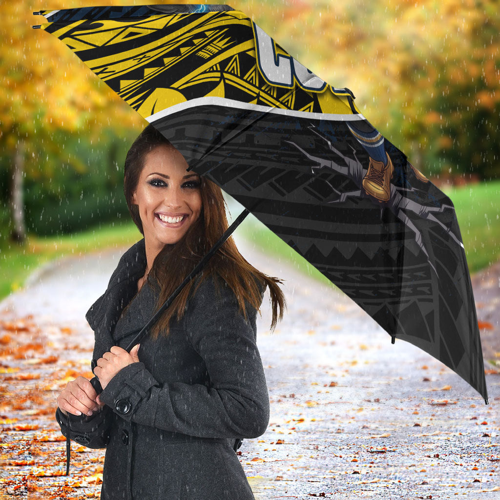 North Queensland Cowboys Rugby Umbrella Tribal Polynesian Power Art - Lightning Mascot
