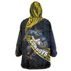 North Queensland Cowboys Rugby Wearable Blanket Hoodie Tribal Polynesian Power Art - Lightning Mascot