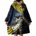 North Queensland Cowboys Rugby Wearable Blanket Hoodie Tribal Polynesian Power Art - Lightning Mascot