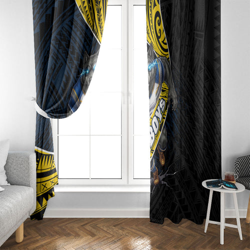 North Queensland Cowboys Rugby Window Curtain Tribal Polynesian Power Art - Lightning Mascot
