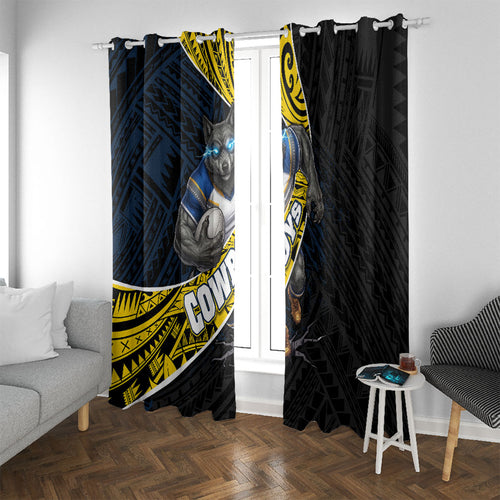 North Queensland Cowboys Rugby Window Curtain Tribal Polynesian Power Art - Lightning Mascot