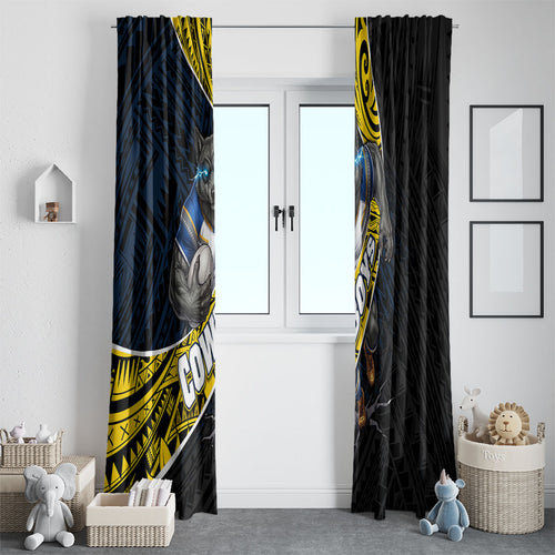 North Queensland Cowboys Rugby Window Curtain Tribal Polynesian Power Art - Lightning Mascot