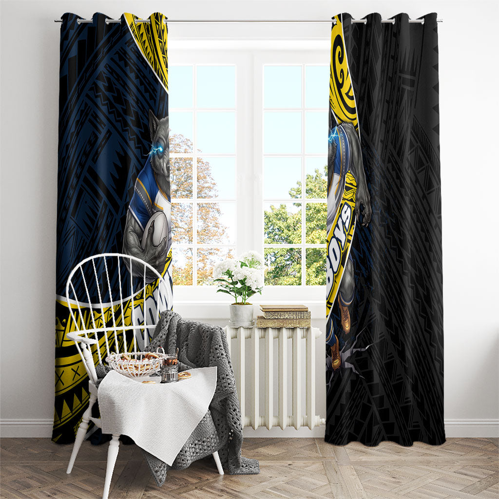 North Queensland Cowboys Rugby Window Curtain Tribal Polynesian Power Art - Lightning Mascot