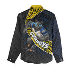 North Queensland Cowboys Rugby Women Casual Shirt Tribal Polynesian Power Art - Lightning Mascot