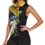North Queensland Cowboys Rugby Women Sleeveless Polo Shirt Tribal Polynesian Power Art - Lightning Mascot