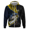North Queensland Cowboys Rugby Zip Hoodie Tribal Polynesian Power Art - Lightning Mascot
