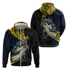 North Queensland Cowboys Rugby Zip Hoodie Tribal Polynesian Power Art - Lightning Mascot